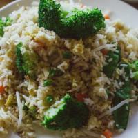 Vegetables Fried Rice · Broccoli, snow peas, peas, carrots, and bean sprouts. Contains eggs. 
Request no egg for veg...