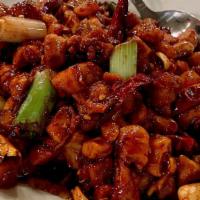 Kung Pao Diced Chicken · Favorite, hot & spicy. Chicken, water chestnuts, green onions, and peanuts.  ALLERGY WARNING...