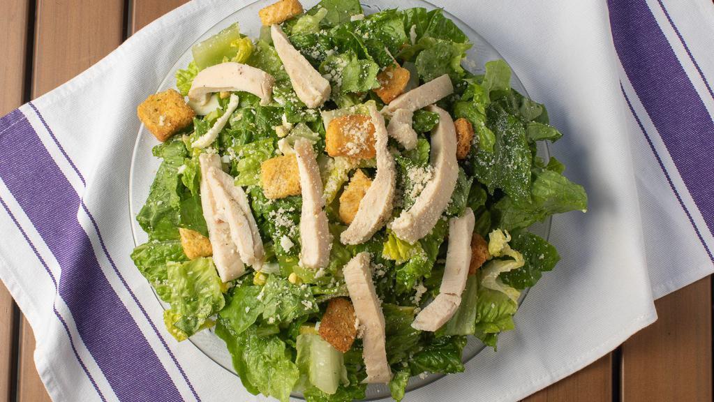 Caesar Salad · Romaine lettuce, croutons, parmesan cheese, hard boil egg, tossed with caesar dressing. Side of Pita Bread