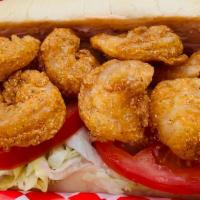 Shrimp Po Boy · with lettuce, tomatoes, and remoulade sauce