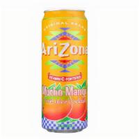 Arizona Mucho Mango Tea · With all natural flavors. Original brand. Vitamin C fortified. Antiox: Vitamin C antioxidant...