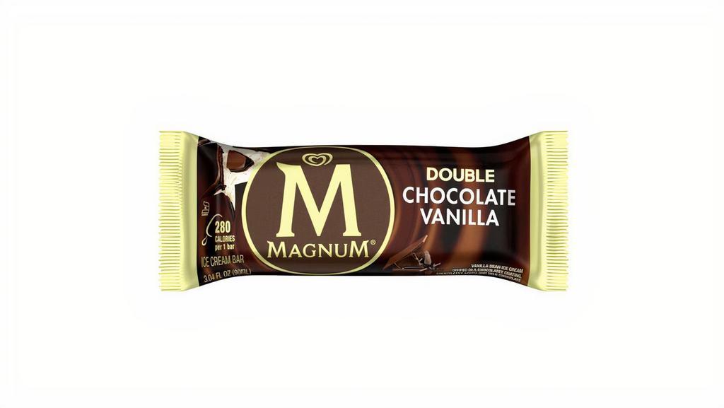 Magnum Double Chocolate Vanilla 3.04Fl Oz · Exquisite Magnum chocolate perfectly complements the rich chocolatey sauce & velvety vanilla bean ice cream. Made with Belgian chocolate, itâ€™s luxury in every bite.