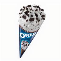 Oreo Cone 8Fl Oz · Three textures in one tasty treat: a crispy chocolatey cone, luscious vanilla, and crumbled ...