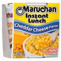 Maruchan Instant Lunch Cheddar Cheese · READY IN 3 MINUTES: Just add water! Instructions: 1.) Fold back lid half way. Fill to inside...