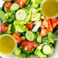 House Salad (Side) · Romaine Lettuce, Red Onions, Fresh Tomatoes, Persian Cucumbers, served with our house Ranch ...