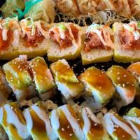 Sushi Family Set · Bakersfield 8pcs, Rock & Roll 8pcs
Yellow Submarine 6pcs, Gyoza 6pcs
Miso Soup 2, Large Sala...