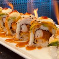 Love Fire (Roll On Fire) · Flaming roll in: shrimp tempura, spicy tuna, crab out: shrimp, avocado, teriyaki, Japanese m...