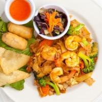 See-Eyew Noodles · Pan fried rice noodles with eggs, carrots and broccoli.