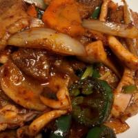 Ohsam - Bulgogi · Stir-fried sliced squid and pork belly, onion, carrot, scallion in spicy sauce.