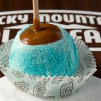 Cotton Candy Apple · Caramel, White chocolate, with blue raspberry cotton candy sugar.