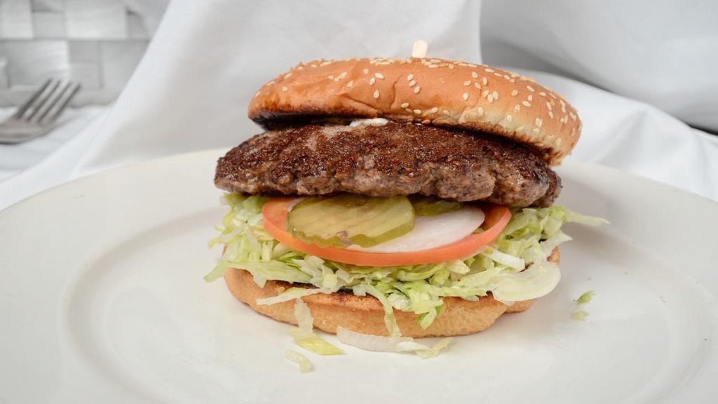 1 Lb. King Burger · Handmade patties from fresh juicy ground beef also include lettuce, tomatoes, pickles, onion, mustard, and mayonnaise.