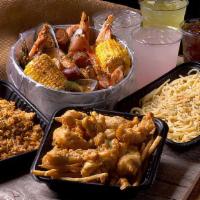 Cm Family Bundle 3 · Fisherman's Catch (1), Garlic Noodles (1), Aligue Rice (1),Chicken Tenders (1) ,  Drinks (4)