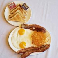 Corkwood Big Breakfast · Choice of Ham,  Bacon, or  Sausage, Serve with 2 Eggs, Hash Brown Potatoes and Choice of Toa...