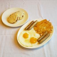 Buttermilk Biscuit & Gravy · Choice of  Ham,  Bacon, or  Sausage, Served with 2 Eggs, Hash Brown Potatoes and Buttermilk ...