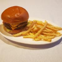 Double Cheeseburger · 2 of 6 oz. Ground Beef Patty with American Cheese, lettuce, tomato, pickles, and Thousand Is...