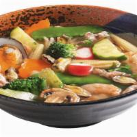 Seafood Soup/ Caldo De Mariscos · Seafood Soup (mixed seafood, Shrimp, Mussels and mixed vegetables) served with steam rice