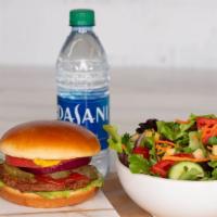 Burger + Greens Meal · Your choice of burger, side salad and a drink
