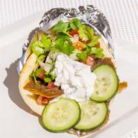 Beef/Chicken Gyro  · Made from ground meat cooked on a vertical rotisserie