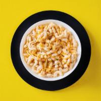 Mac & Yellow · Snack portion of our creamy, cheesy, oozy mac & cheese, topped with shredded cheese