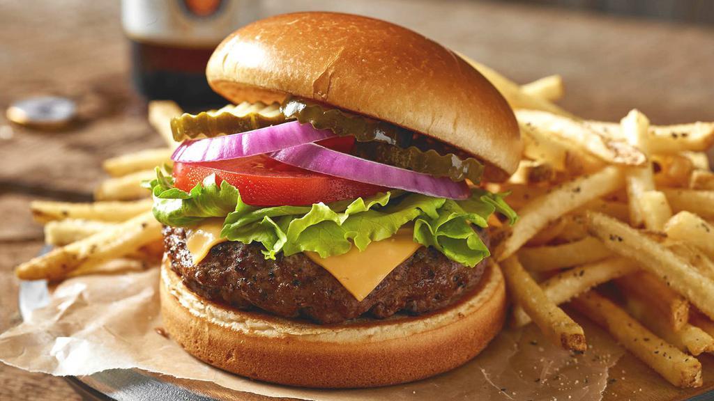 All American Cheeseburger · Choice of Swiss, American, pepper jack or
cheddar cheese