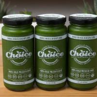 Choice Greens · Cucumber, Celery, Apple, Spinach, Kale, Lemon & Ginger Juice