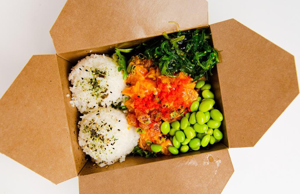 Large Poke Box · 6  oz of protein poke with choice of base, sauce, toppings, and dry seasoning.
