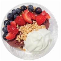 Super Berry Acai Bowl · Made with Sambazon Acai with your choice of Original Tart or Vanilla Snow froyo.  Topped wit...