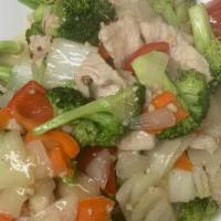 Vegetables Chicken · Broccoli, water chestnuts, cabbage, carrots, mushrooms, snow peas. Healthy.