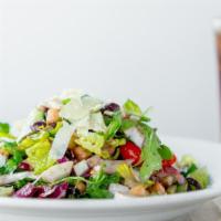 Chopped Salad · Grilled chicken, romaine, endive, radicchio, arugula, garbanzo beans, cucumber, fennel, Ital...