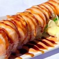 Baked Salmon Roll · Inside: Imitation Crab, Avocado
Outside : Eel Sauce, Spicy Mayo