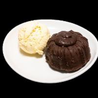 Lava Cake · a warm chocolate cake with a molten chocolate center, topped with vanilla ice-cream