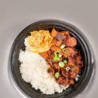 Spicy Pork Bulgogi · Korean spicy pork bulgogi come with steam rice and kimchi