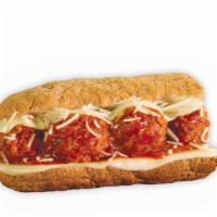 Meatball Sub · Beef meatballs, marinara, provolone, parmesan. Served on a French baguette.