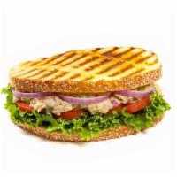 White Albacore Tuna Sandwich · White albacore tuna salad with celery, cornichons and red onion. Romaine lettuce, tomato and...
