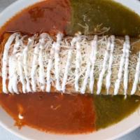 Wet Burrito · Rice, beans choose your meat onion, cilantro jalapenos wrap in a flour tortilla