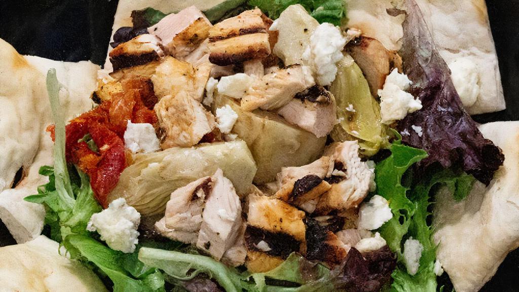 Grilled Chicken & Blue Cheese · Artichokes, Sun-Dried Tomatoes, Balsamic Dressing