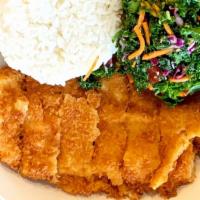 Chicken Katsu · Fried boneless chicken breast made with panko bread crumbs, include Rice and One Salad with ...
