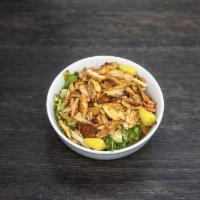 Chicken Shawarma Salad Bowl · Mixed greens, tomatoes, cucumbers, onions. Served with balsamic vinaigrette and garlic sauce.