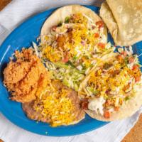 Tacos De Camarón · Pescado · Your choice of two prepared Ensenada-style. Soft corn tortillas filled with pico de gallo an...
