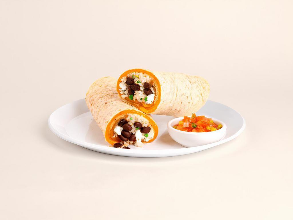 Bean And Cheese Quesarito · Keep it cheesy. Scrambled eggs, melted cheese, black beans, and salsa wrapped up in a quesadilla.