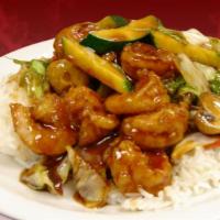 Mix Vegetable Shrimp · Stir-fried shrimp with our mix of vegetables consisting of cabbage, broccoli, mushroom, carr...