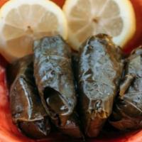 Grape Leaves · Stuffed with rice, tomato, onions, parsley and lemon juice.