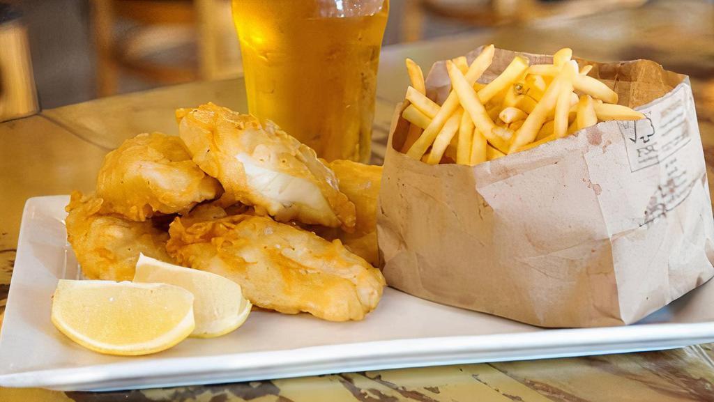 Fish & Chips · Beer battered cod, fries, house-made tartar sauce