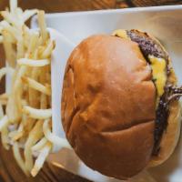 Burger · Kids patty, american cheese on a brioche bun. Choice of fries, fruit, house-cut potato chips...