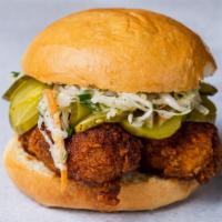 Nashville-Style Hot Chicken Sandwich (Hot Hot). · Hot Hot