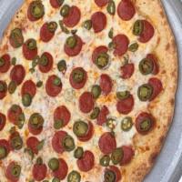 Pepperoni With Jalapenos Pizza 14Inch  · Add some spice to your pizza with some Jalapeños !!