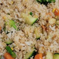 Vegetable Fried Rice · Zucchini, Asparagus, Broccoli, Bellpeppers, Mushrooms, Carrots, Onions.
