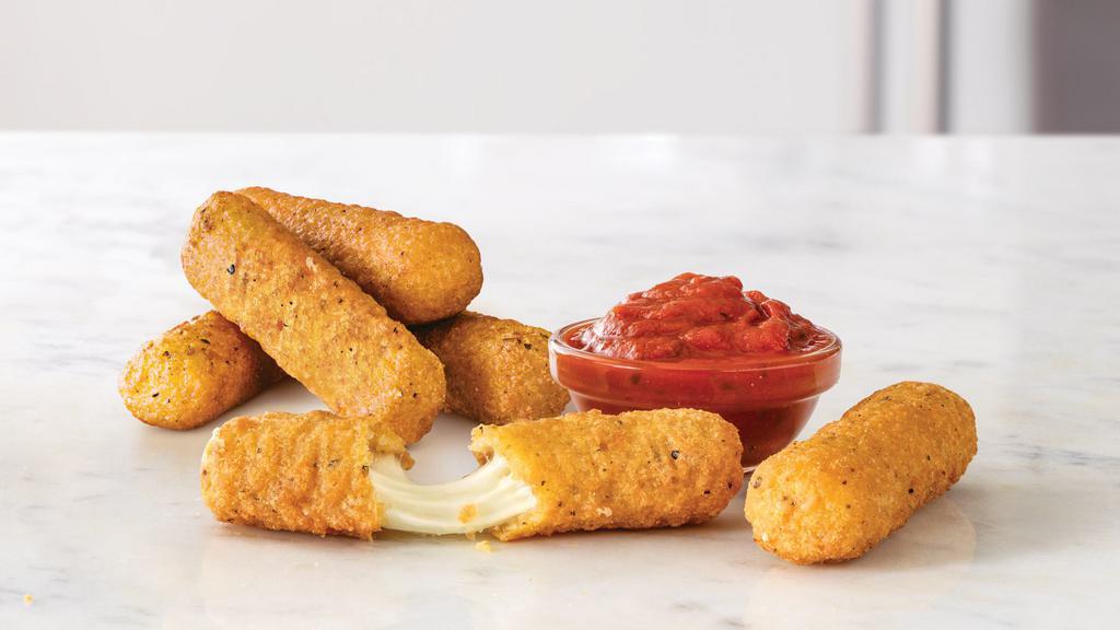 Large Mozzarella Sticks · 6 Sticks. Stretchy, cheesy, melty mozzarella that's battered and fried. Served with a marinara sauce for dipping. Visit arbys.com for nutritional and allergen information.
