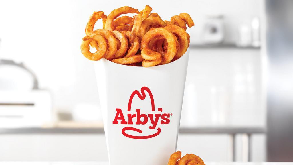Large Curly Fries · Arby's classic curly fries. Visit arbys.com for nutritional and allergen information.