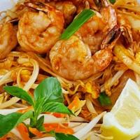 Pad Thai ( Shrimp) · Sweet & spicy stir-fried rice noodles, assorted vegetables, eggs, spices & topped with roast...
